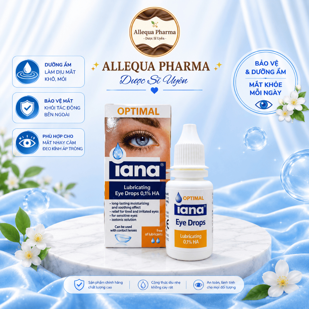 Nước Mắt Nhân Tạo Iana HA 0.1% - Dưỡng ẩm, bảo vệ, giảm khô mắt, mỏi mắt - Chai 10 ml