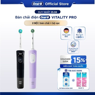 [HỎA TỐC 2H-4H] Combo Couple 2 Bàn Chải Điện ORAL-B VITALITY Pro 3 CHẾ ĐỘ Giúp Làm Sạch Sâu