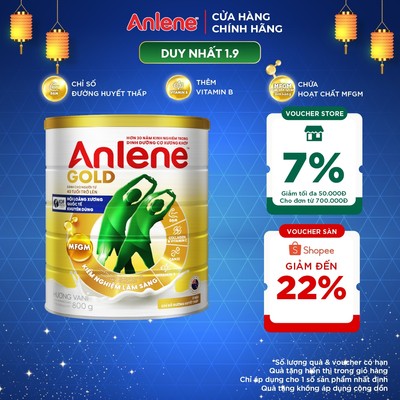 Sữa bột Anlene Gold hương Vani lon 800g ít béo, chỉ số đường huyết thấp giúp tăng cường cơ xương khớp chắc khỏe, dẻo dai