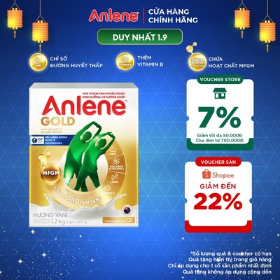 Sữa bột Anlene Gold hương Vani lon 1,2kg ít béo, chỉ số đường huyết thấp giúp tăng cường cơ xương khớp chắc khỏe,dẻo dai