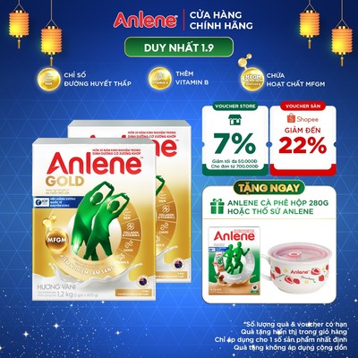 Combo 2 hộp Sữa Bột Anlene Gold Hương Vani 1.2kg
