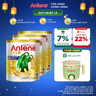 Combo 3 lon Sữa Bột Anlene Gold Hương Vani 800g