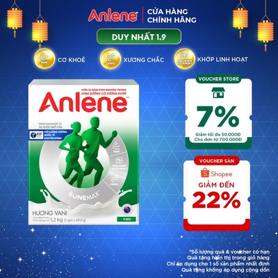 Sữa bột Anlene hương Vani lon 1,2kg ít béo giúp tăng cường cơ xương khớp chắc khỏe