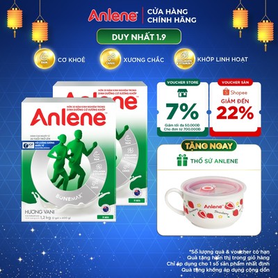Combo 2 hộp Sữa Bột Anlene Hương Vani 1.2kg