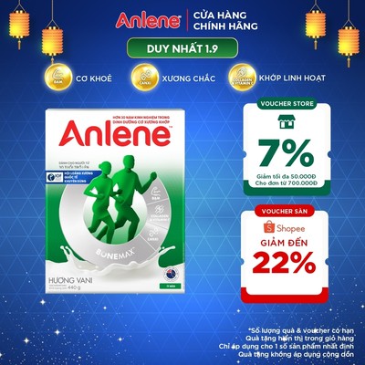 Sữa Bột Anlene Hương Vani 440g ít béo giúp tăng cường cơ xương khớp chắc khỏe
