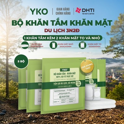 [COMBO BỘ KHĂN TẮM KHĂN MẶT NÉN ] Bộ 3 khăn dùng 1 lần túi 3 ngày 2 đêm du lịch Yko từ sợi tự nhiên gia đình, công tác