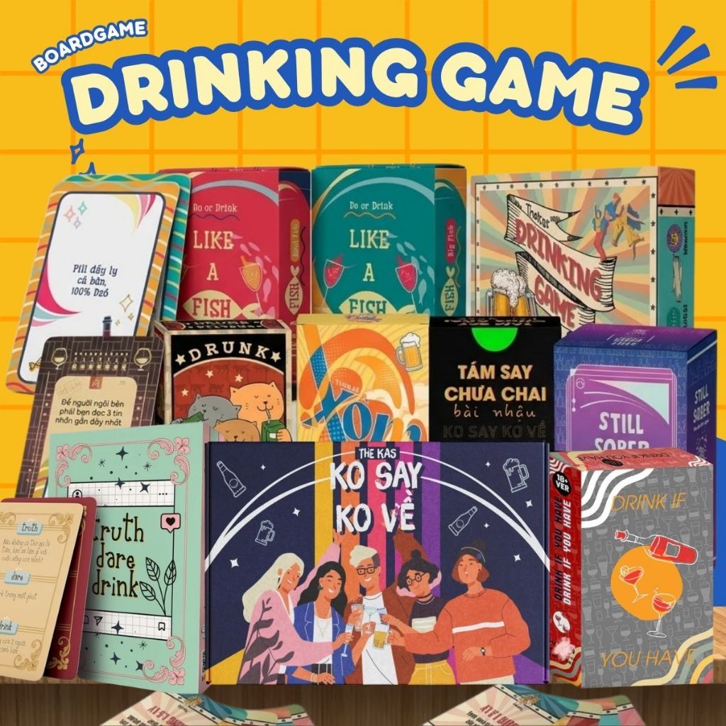 Bộ Bài Nhậu Huệ Tám Say Chưa Chai Still Sober 70 Lá Giấy Cứng Party Game Tiệc…