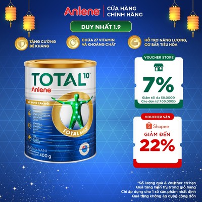 [Outlet S2] Sữa Bột Total 10 lon 400g dinh dưỡng đầy đủ và cân đối cho người lớn tuổi