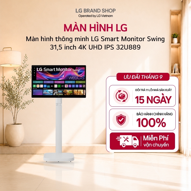 [Chỉ giao miền Nam/Bắc] Màn hình thông minh LG Smart Monitor Swing 31,5 inch 4K UHD IPS 32U889