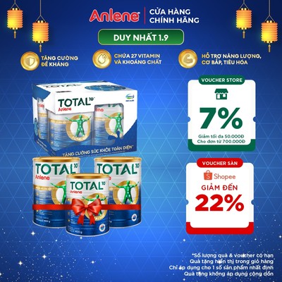 [Tặng 1 lon Anlene Total 10 400g] Bộ quà tặng combo 2 sữa bột Anlene TOTAL 10 800g dinh dưỡng đầy đủ và cân đối
