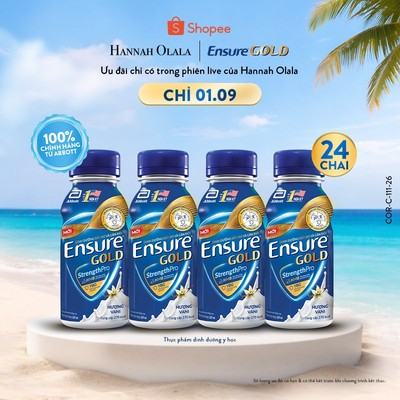 [HANNAH LIVE] Thùng 24 chai Ensure GOLD 237ml chai phiên bản mới
