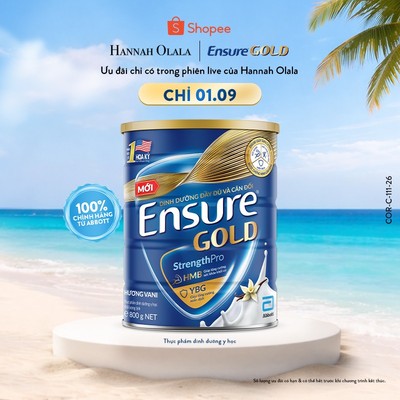 [HANNAH LIVE] Sữa bột Ensure Gold Abbott hương vani 800g