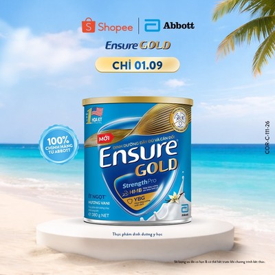 Sữa bột Ensure Gold Abbott hương vani ít ngọt 380g