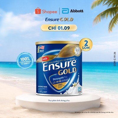 Combo 2 Lon Sữa bột Ensure Gold Abbott hương vani 380g