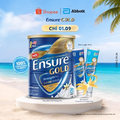 [Tặng 2 gói dùng thử bất kì] Sữa bột Ensure Gold hương Vani 800g (Bao bì thay đổi theo từng đợt nhập)