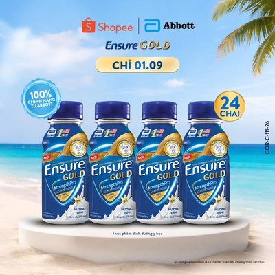 [KOL LIVE] Thùng 24 chai Ensure GOLD 237ml chai phiên bản mới