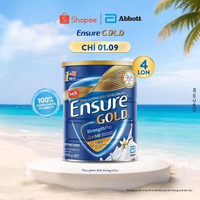 Combo 4 Lon Sữa bột Ensure Gold Abbott hương vani 800g