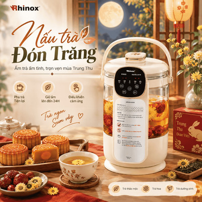 Bình thuỷ điện giữ ấm 24h điều chỉnh nhiệt độ Rhinox có lõi lọc pha trà BH 1 năm