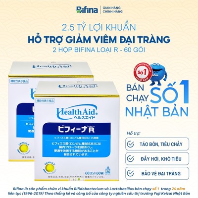 [Combo 2 hộp 60 gói] Bifina Nhật Bản Loại R – Men vi sinh hỗ trợ giảm viêm đại tràng, đầy hơi, khó tiêu