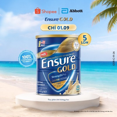 Combo 5 Lon Sữa bột Ensure Gold Abbott hương lúa mạch 800g