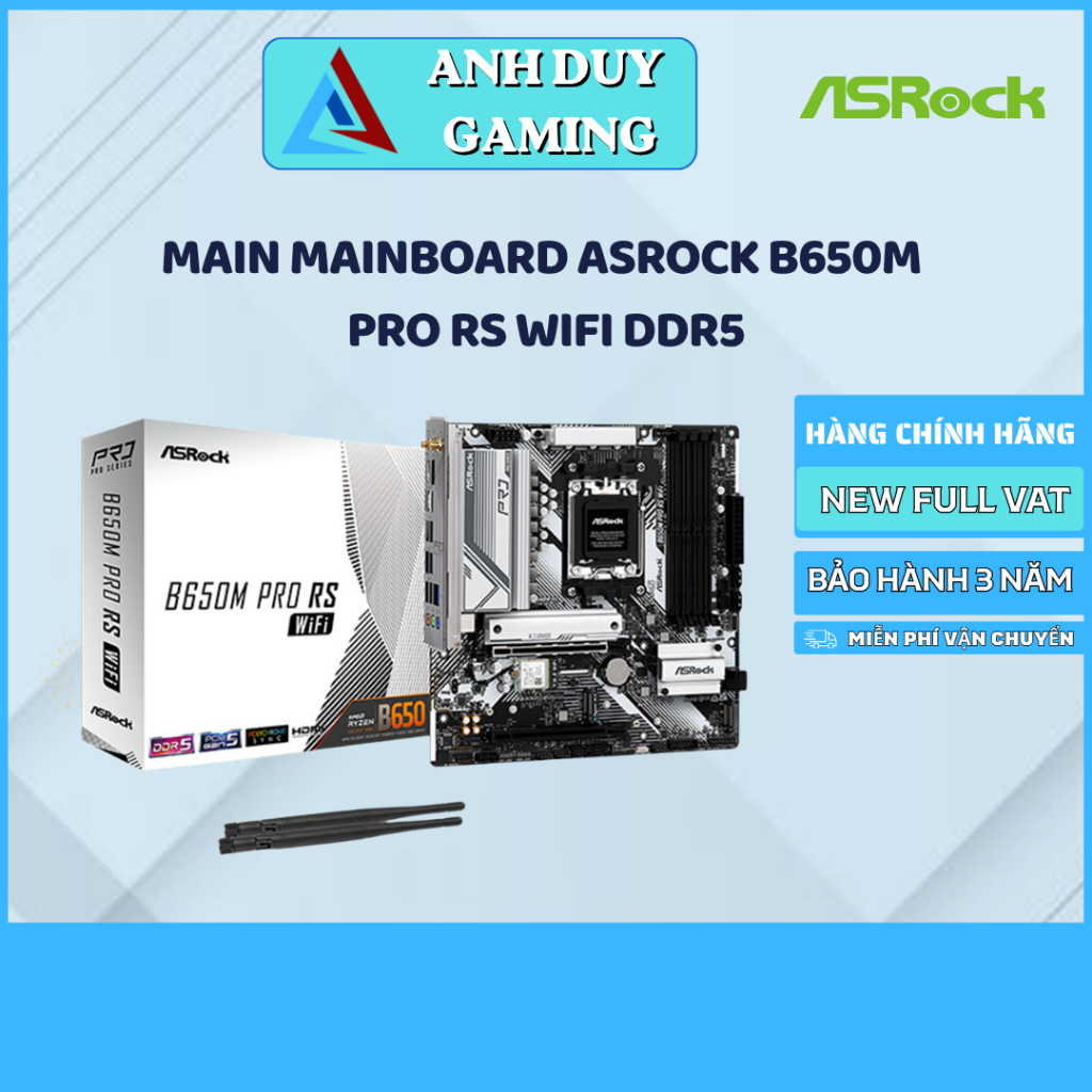 ASRock Mainboard B650M Pro RS Wifi DDR5 | New Chính Hãng | Bảo Hành 3 Năm