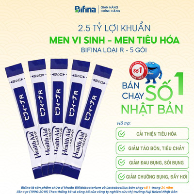 Bifina Nhật Bản Loại R - Hỗ trợ giảm viêm đại tràng - Rối loạn tiêu hoá - Ruột kích thích  - Lẻ 5 Gói (Không Hộp)
