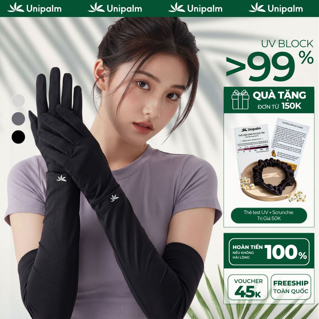 [MỚI] Unipalm Găng tay chống nắng chống tia UV cho nữ Air S5 Plus dáng dài UPF50+ lụa băng mát lạnh