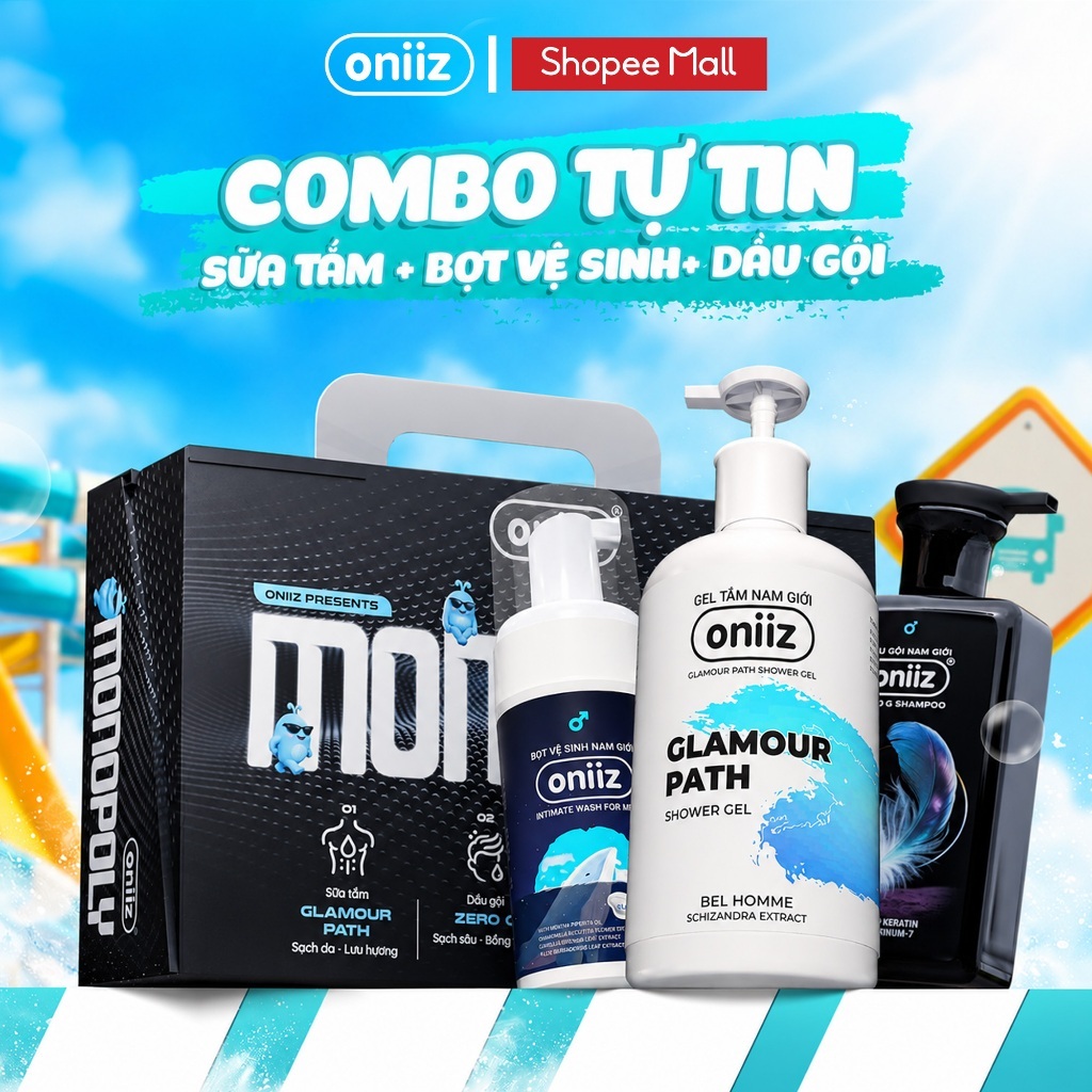 Combo Tự Tin - Bọt vệ sinh nam giới, Sữa tắm hương nước hoa Oniiz, Dầu gội nam tính mới