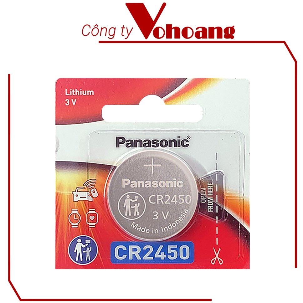 Pin nút Panasonic CR2450, Điện áp 3V, Chính hãng, Tương thích mọi thiết bị dùng pin CR2450