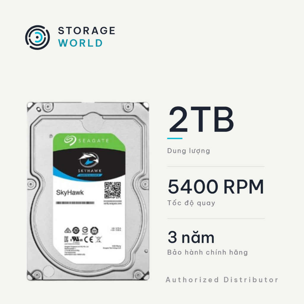 Ổ Cứng Gắn Trong HDD Seagate SkyHawk (1TB//2TB/4TB/6TB) 3.5 Inch SATA3 256MB 5400RPM Camera Giám Sát