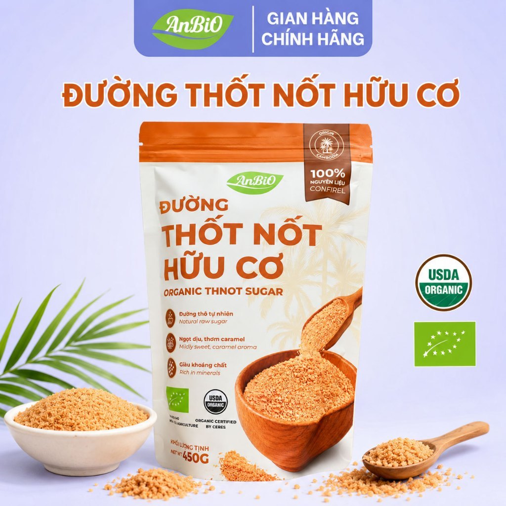 [ AnBiO ] Đường Thốt Nốt Hữu Cơ AnBiO 450g - Đường Ăn Kiêng, Tự Nhiên, Tốt Cho Sức Khỏe & Nấu Chè