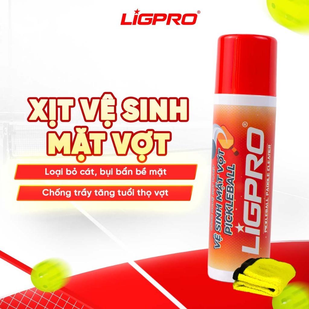 Bình Xịt Vệ Sinh Vợt Pickleball Bọt Tuyết NANO BẠC LIGPRO 200ml Làm Sạch Chống Trầy Mặt Vợt