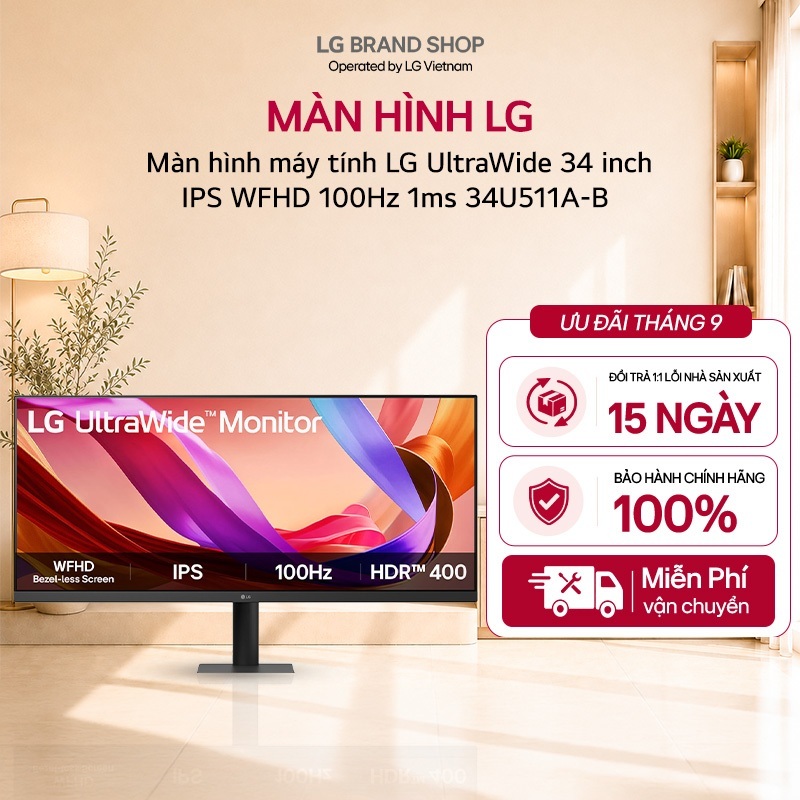 [Chỉ giao miền Bắc] Màn hình máy tính LG UltraWide 34 inch IPS WFHD 100Hz 1ms 34U511A-B