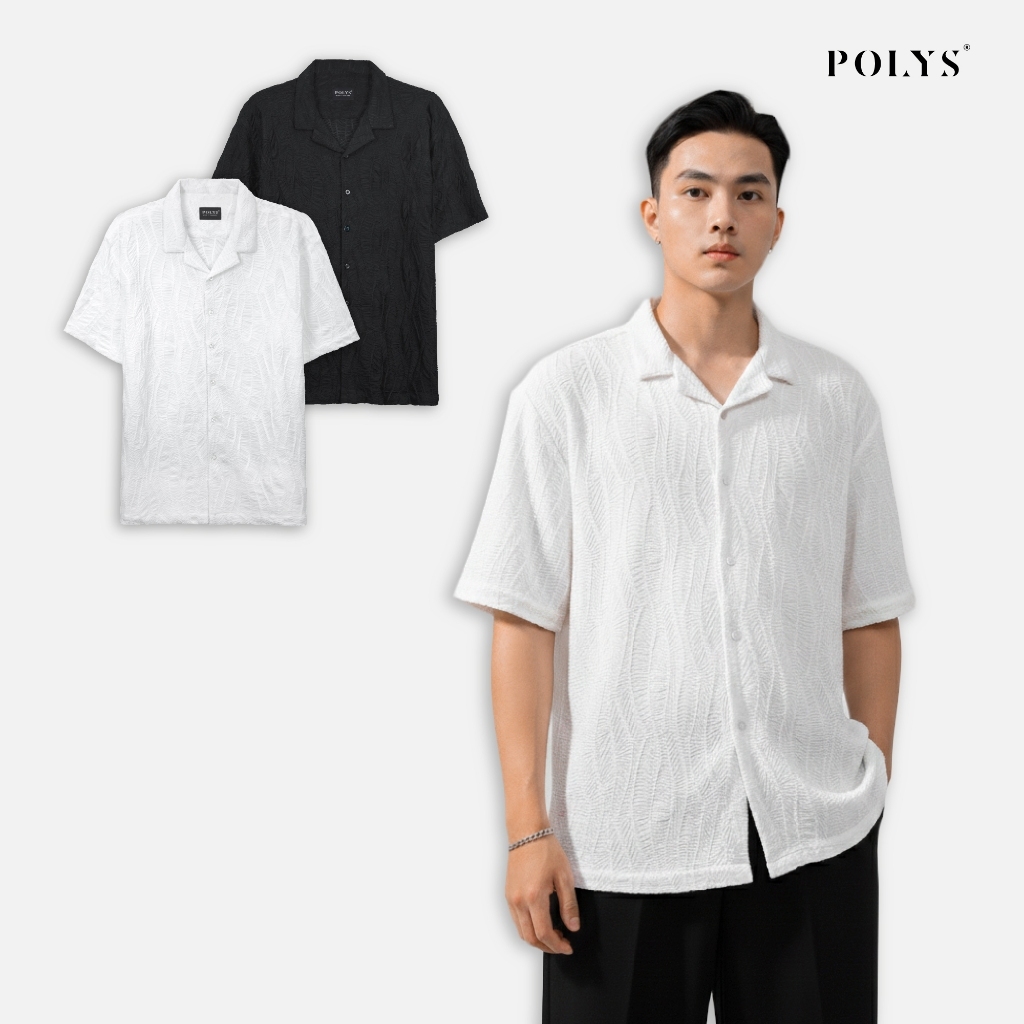 SALE HÈ Áo sơ mi nam POLYS Vải Thun Dệt Herringbone mềm mịn. Áo sơ mi nam CLASSIC WAVE
