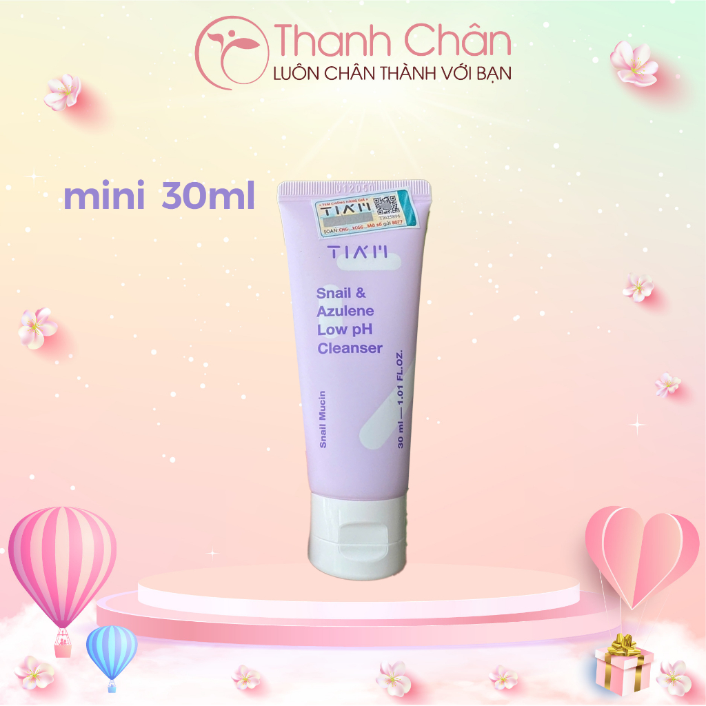 Sữa rửa mặt Tiam Snail & Azulene Low PH Cleanser 30ml