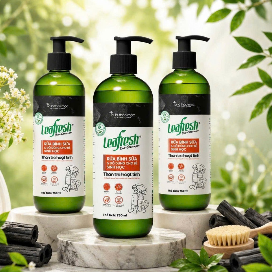 Nước Rửa Bình Sữa Leafresh Sinh Học 750ml – Than Tre Hoạt Tính, Làm Sạch Cặn Sữa Và Đồ Dùng Bé
