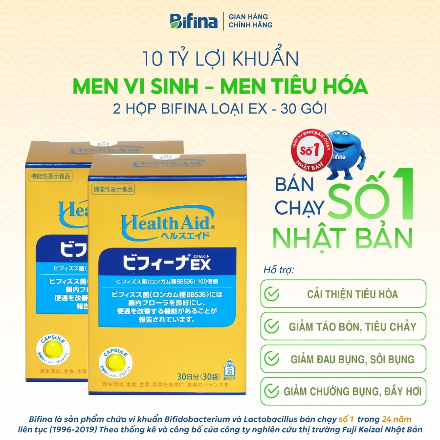 [Combo 2 hộp 30 gói] Men vi sinh Bifina Nhật Bản - Loại EX