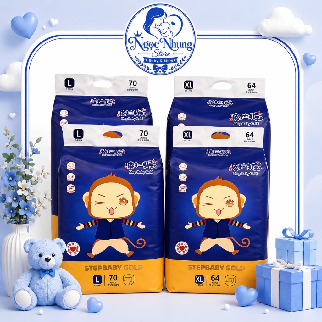 Combo 4 bịch bỉm Step Baby Gold nội địa trung cho be