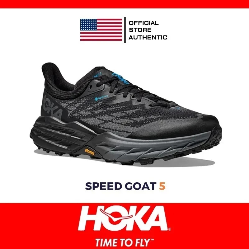 100% Genuine HOKA Speedgoat 5 GTX Black For Men Mesh Breathable Running Shoes