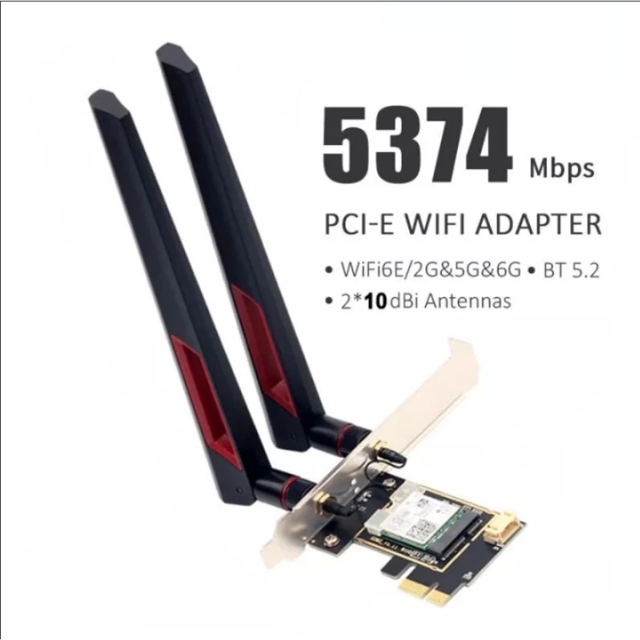 Card WIFI Intel AX210 tốc độ 5374Mbps tích hợp Wifi 6 và Bluetooth 5.2