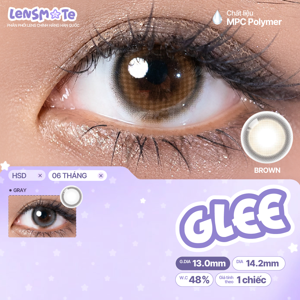 Kính áp tròng cận 6 tháng LENS MATE lens nâu xám tự nhiên tròn mắt rõ viền OLOLA GLEE
