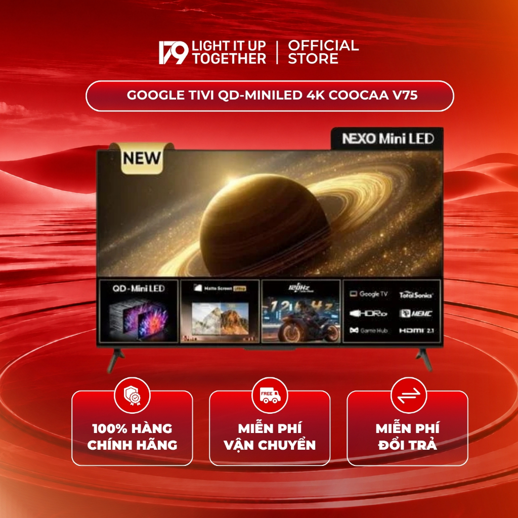 Google Tivi QD-MiniLED 4K Coocaa V75 - 55 inch/ 65 inch/ 75 inch