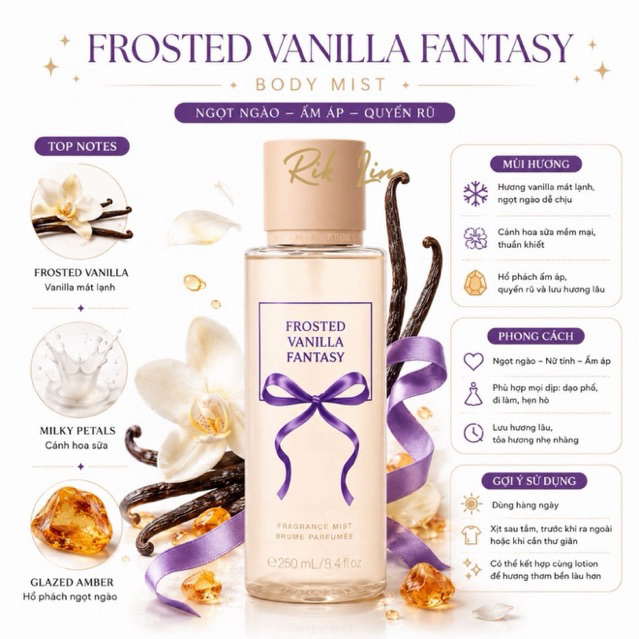 FROSTED VANILLA FANTASY| CHERRY BOURBON BLISS _Xịt Thơm Body Mist Toàn Thân