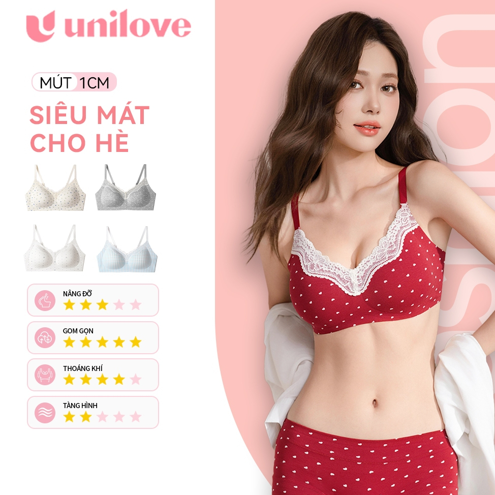 Bra Áo Lót Áo Ngực Không Gọng Su Đúc Unilove Họa Tiết Hoa Nhí, Ren, Chấm Bi…
