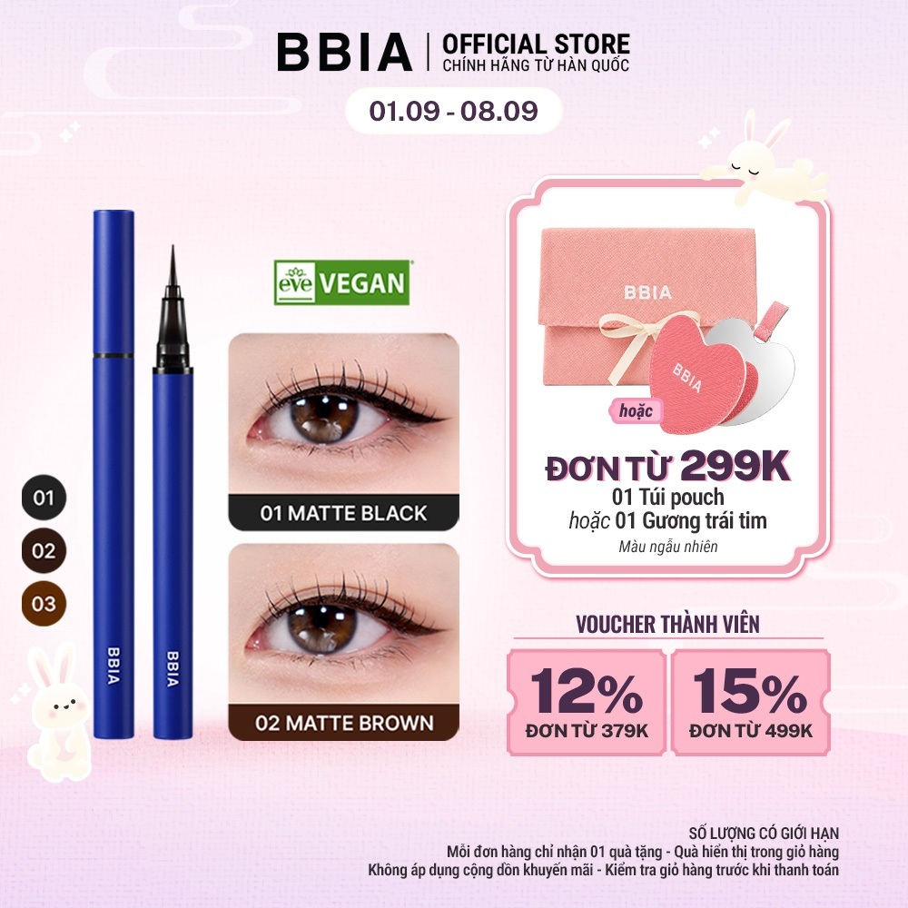 Kẻ mắt nước bền màu, chống nước BBIA Never Die Brush Eyeliner 0.4g