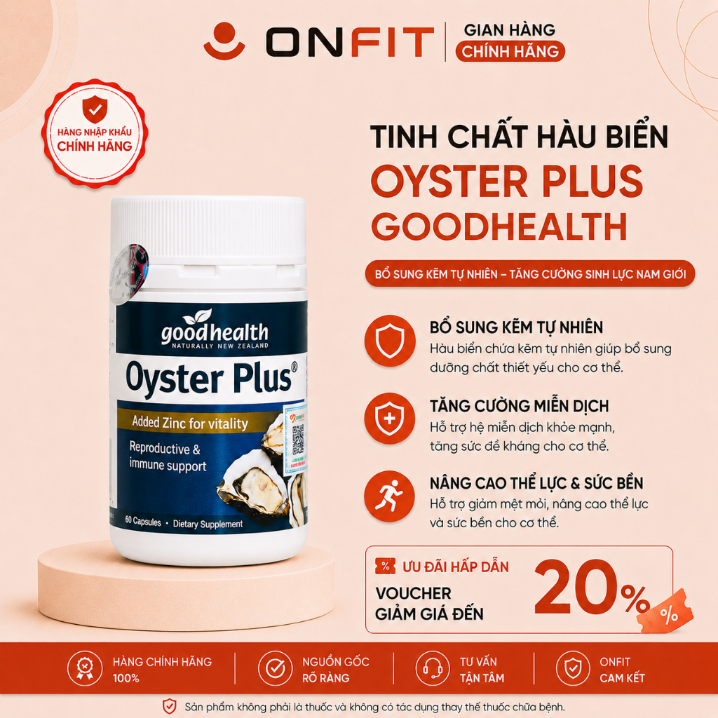 Viên Tinh Chất Hàu Biển Oyster Goodhealth (60 viên) Bổ Sung Hàu Kẽm Hỗ Trợ Sức Khoẻ Nam Giới, ONFIT