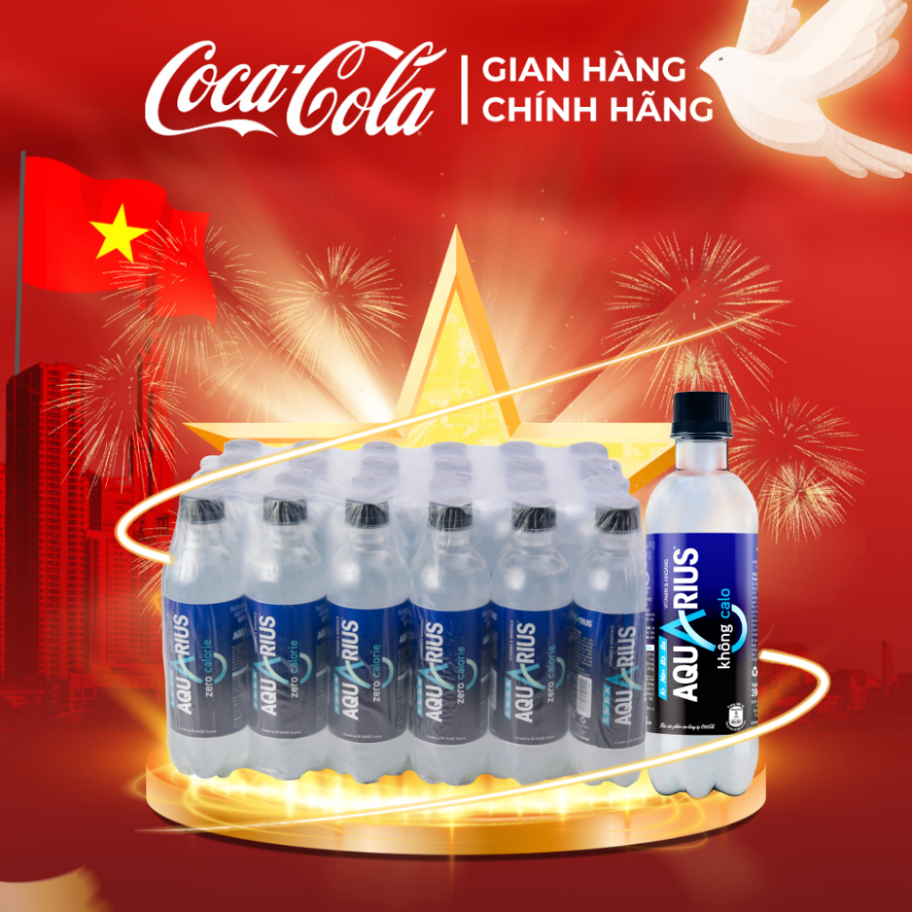 Lốc 24 Chai Nước Điện Giải Bù Khoáng Không Đường Aquarius Zero 390ml/Chai CocaCola_Official_Store Sa