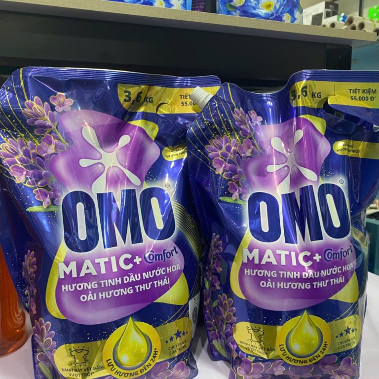 Nước giặt Omo matic 3.6kg oải hương, Nước Giặt OMO MATIC Cửa Trước
