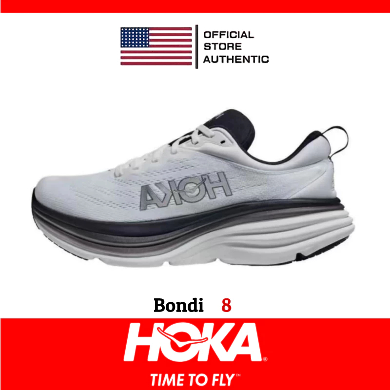 100% Genuine HOKA Bondi 8 Black White Marathon Men Running Shoes