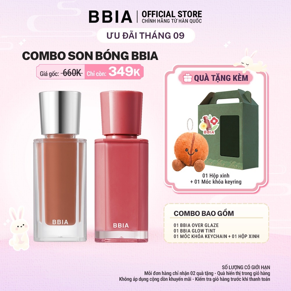 COMBO Son Bóng BBIA: 01 Son bóng mượt mà BBIA Over Glaze + 01 Son tint bóng BBIA Glow Tint